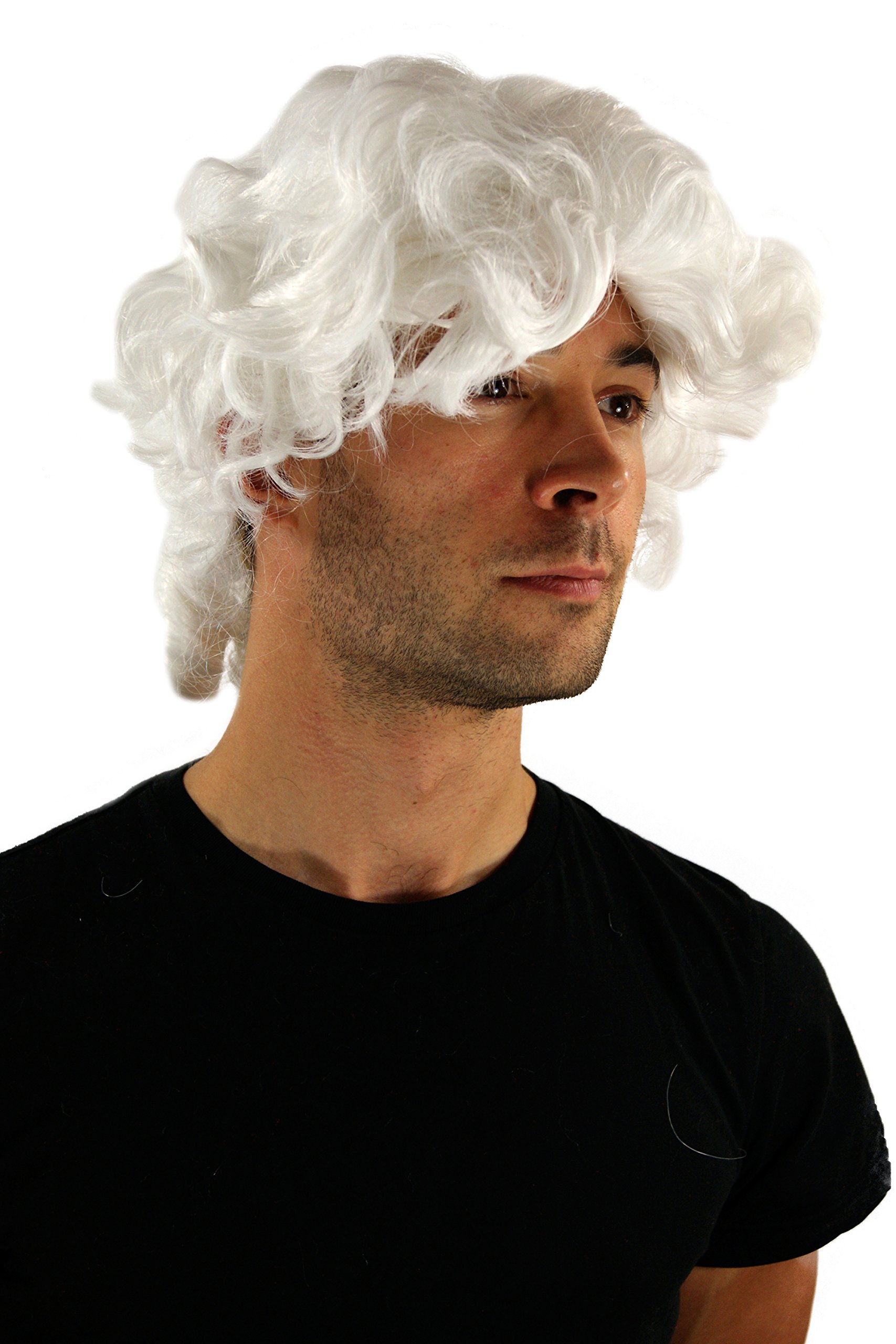 WIG ME UP- 91030-ZA103 Peluca Hombres Carnaval Barroco renacentist Noble príncipe, Rey Louis XIV rizos Negro Largo 45 cm