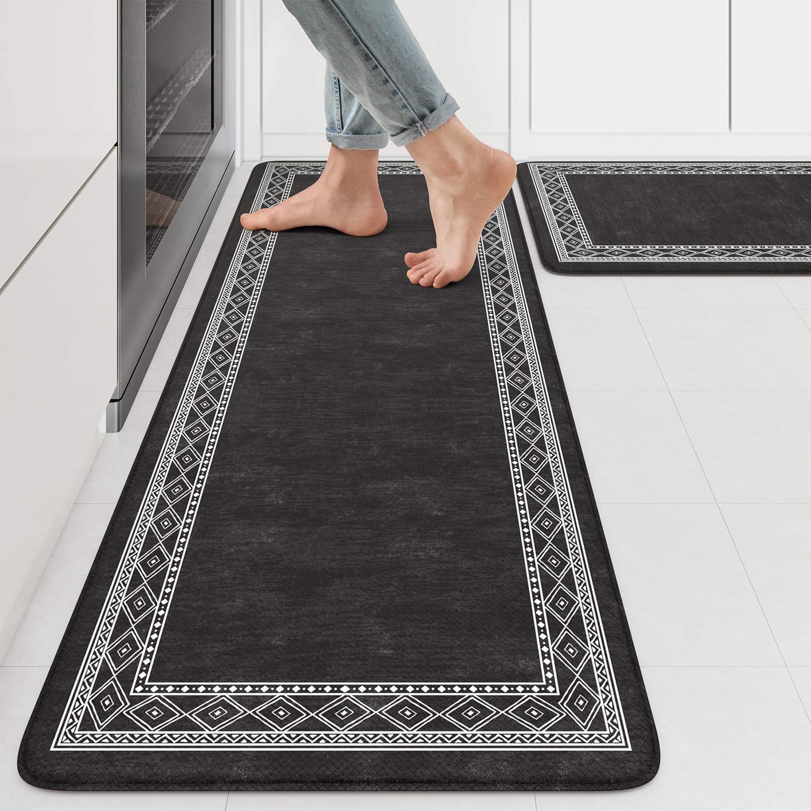 Photo 1 of KIMODE Anti Fatigue Kitchen Mats,Black Farmhouse Kitchen Rugs Sets of 2