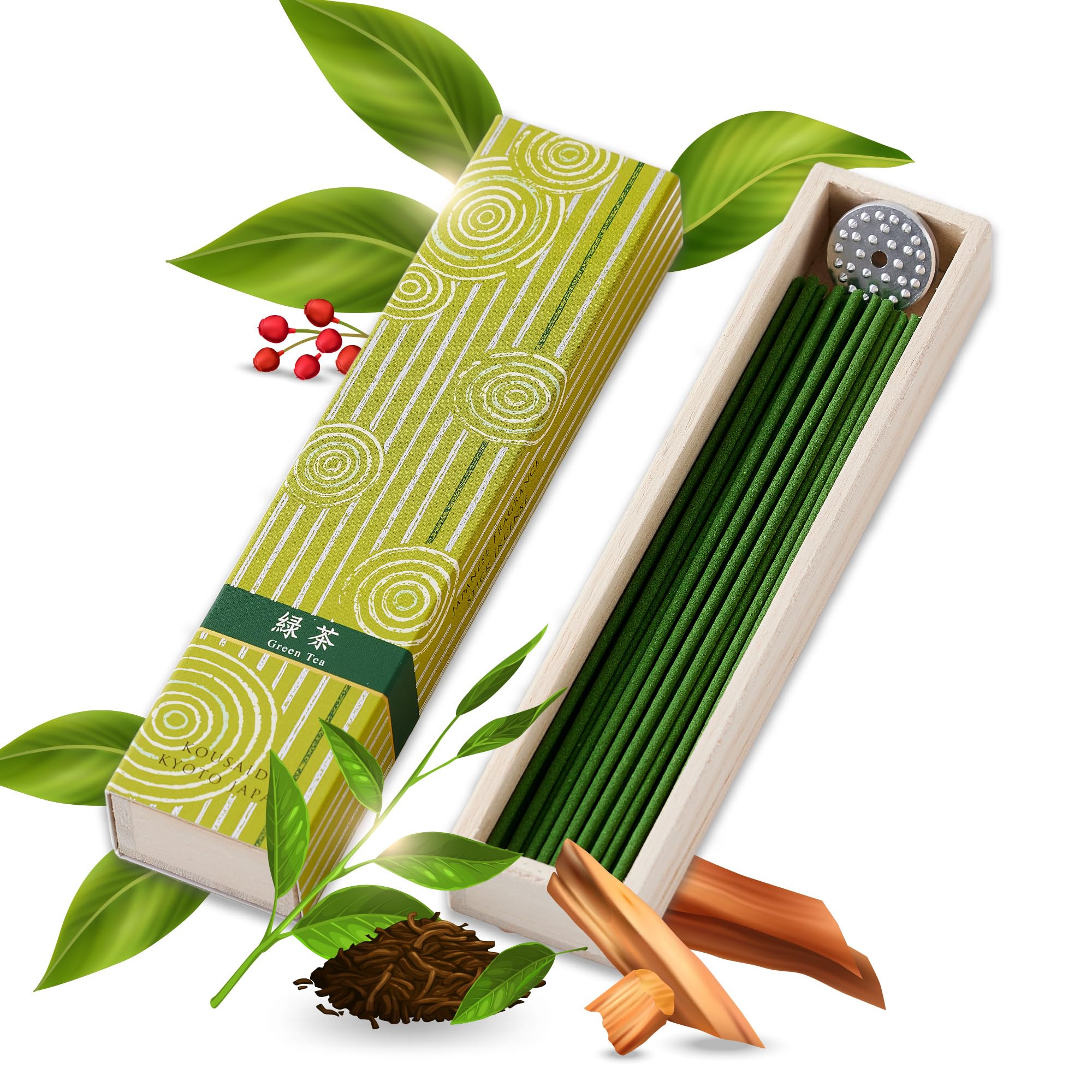Hasegawa Hyakurakuko Premium Japanese Sandalwood Incense - Long Type, 40 Sticks, 1 Set, 20-30 Min Burn Time, Made in Japan
