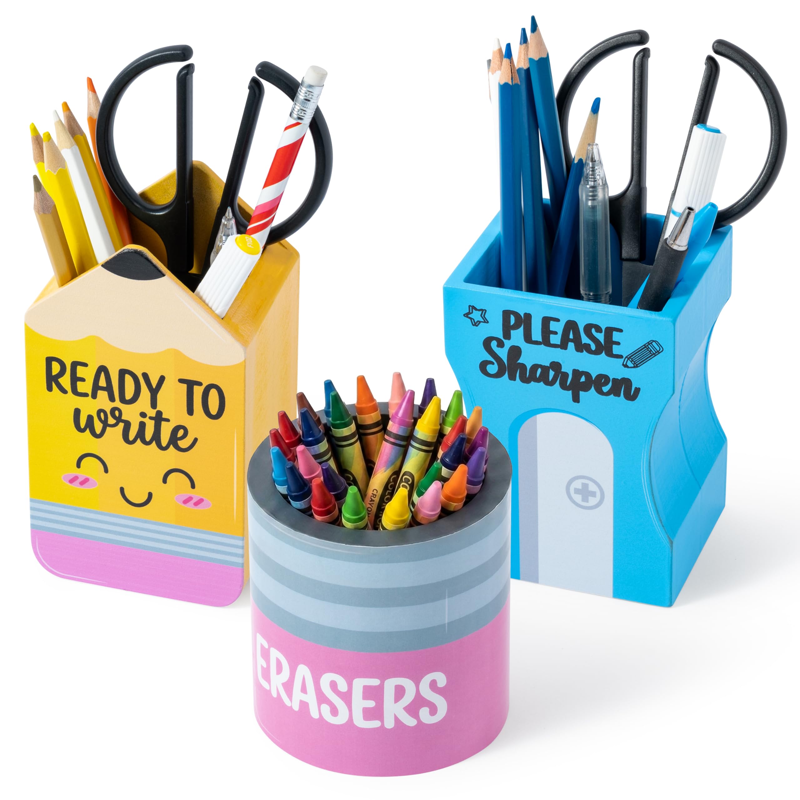 MALLMALL6 3 portamatite a forma di gomma, per il rientro a scuola, in legno, regalo per bambini, studenti, nessun assemblaggio, dispenser da scrivania a forma di opaco, organizer per la decorazione in