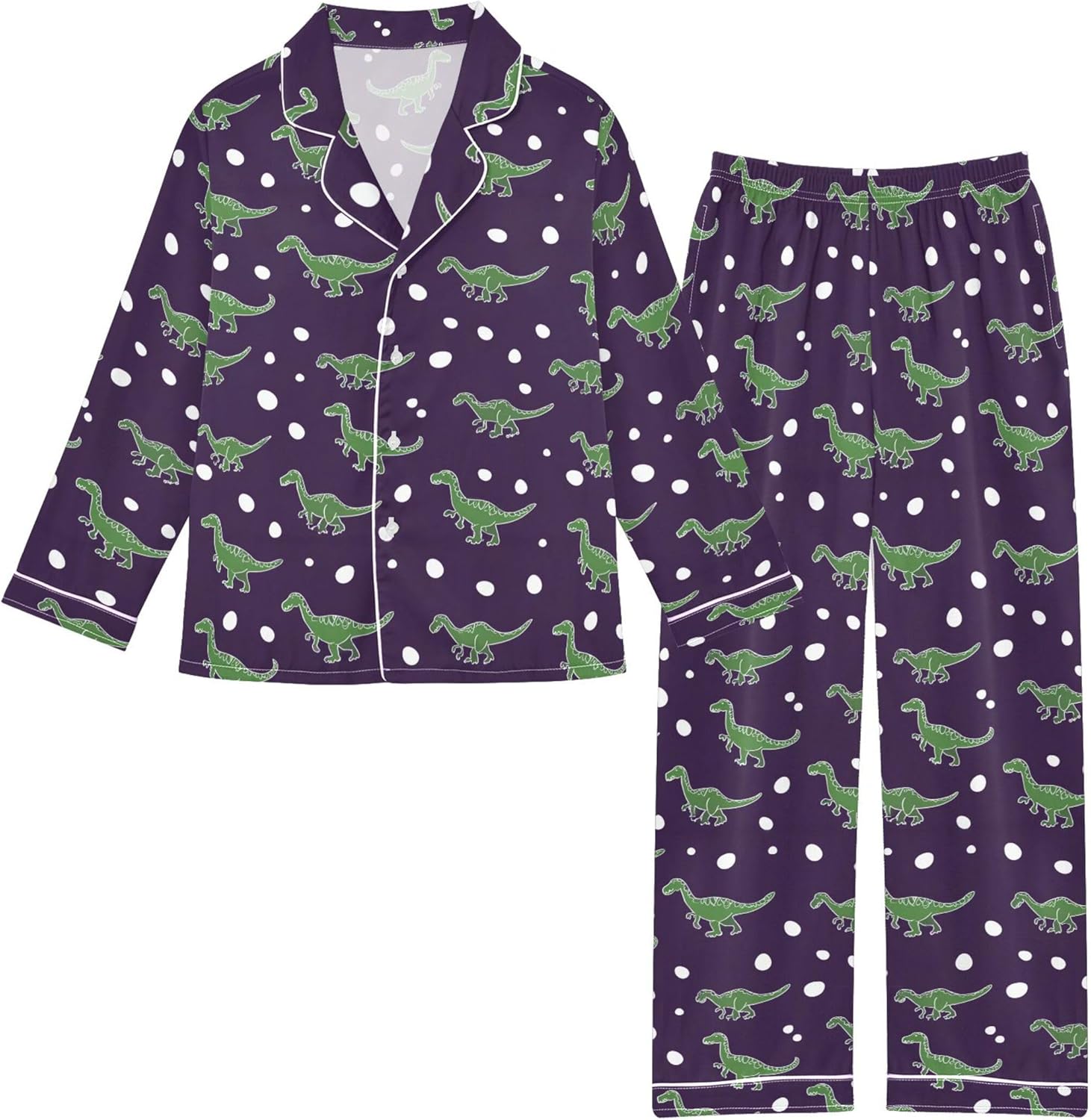 Silk Pajama Sets Long Sleeve Pajamas Soft Sleepwear 2 Piece Pjs Set