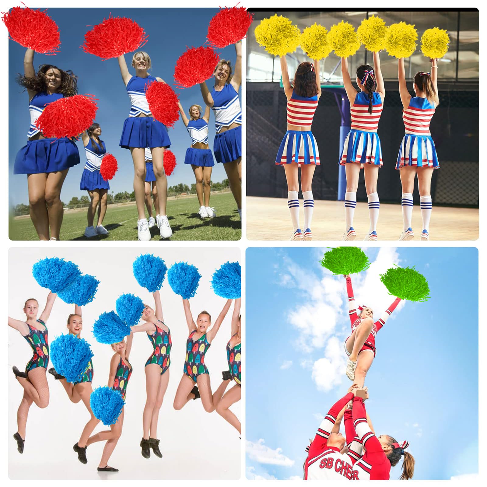 Pom Pom Cheerleader 2 Pezzi Pompon Colorati per Ragazze 8 Colori Giallo