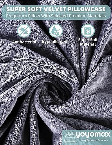 Miniatura 4 de Tinkle Well Almohadas de embarazo en forma de C, almohada de embarazo de espuma viscoelástica, almohada de maternidad de cuerpo completo con funda