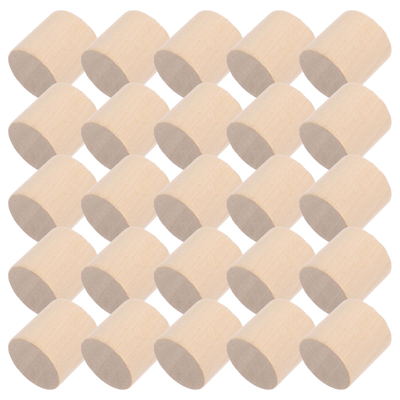 Beaupretty 50pcs Unpainted Solid Wood Cylinders 20mm X 20mm Round Wooden Craft Blocks Natural Wood Material for DIY Painting Educational Art Projects and Woodcrafts