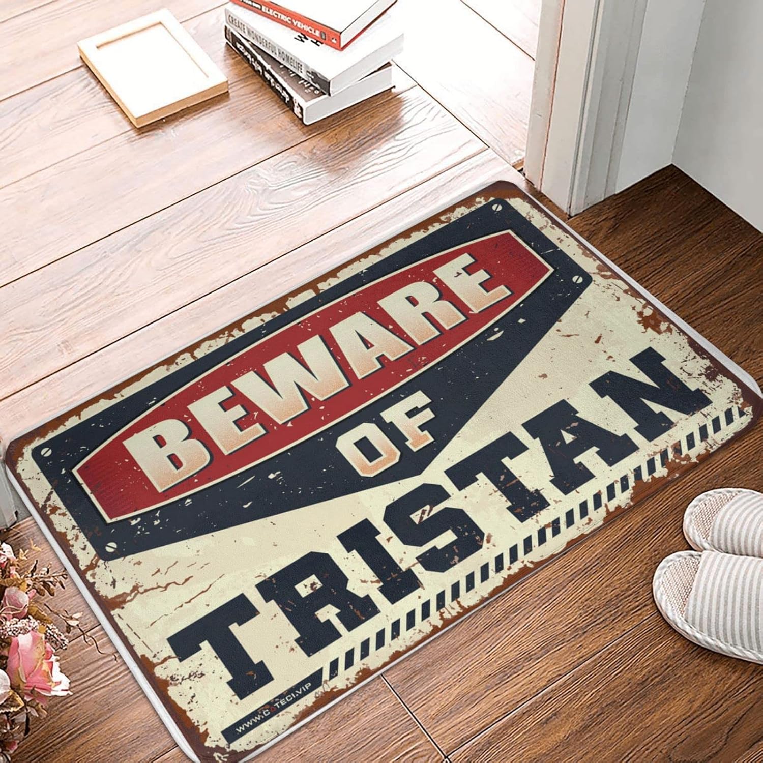 Front Door Mats Outdoor Large Beware of Tristan Doormat Fall Door Mats for Outside Entry Gift for Husband(65X90CM)