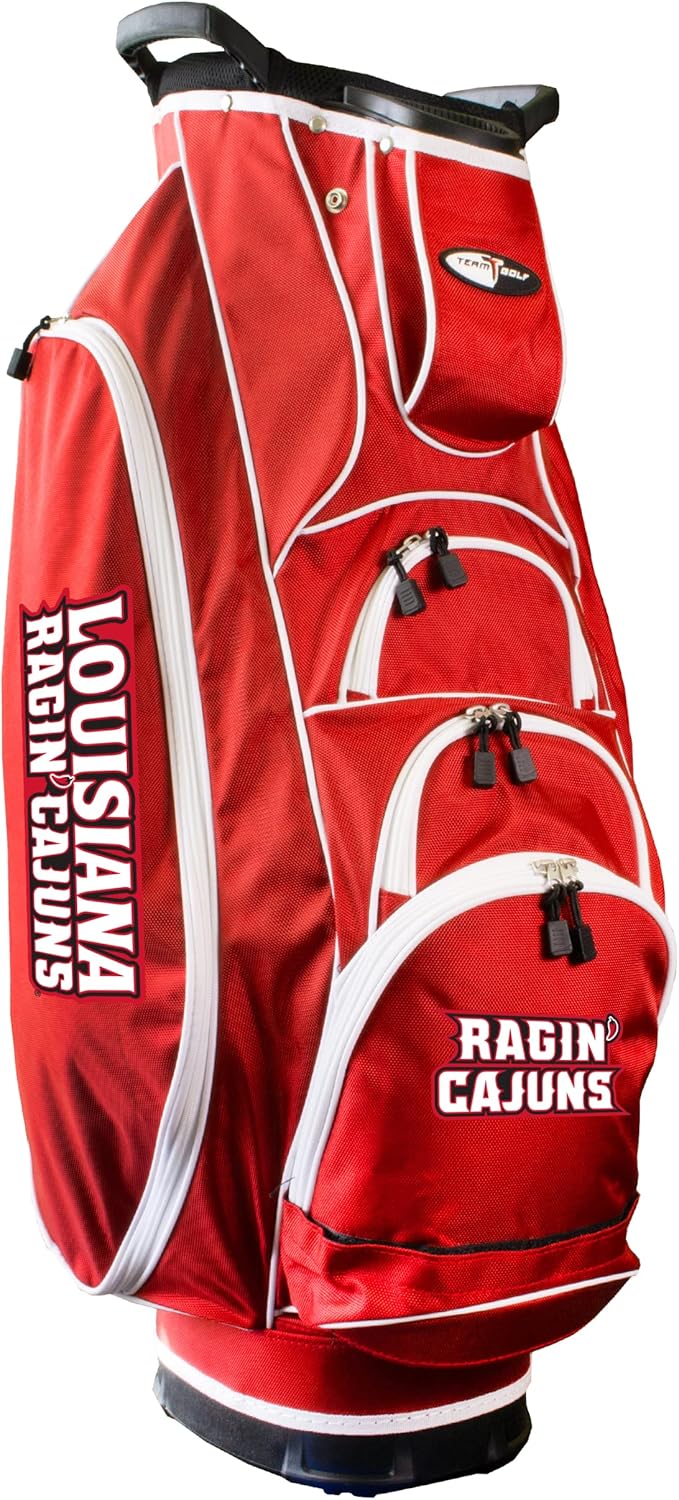 Team Golf NCAA Louisiana - Lafayette Albatross Golf Bag Lightweight, 10-Way Club Divider, Spring Action Stand, Insulated Cooler Pocket, Velcro Glove and Umbrella Holder & Lift Assist Handles