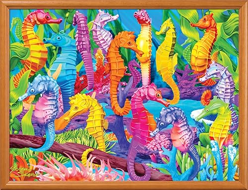 Miniatura 6 de Masterpieces EZ Grip - Rompecabezas de 300 piezas que brilla en la oscuridad, caballitos de mar cantantes, 18 x 24 pulgadas