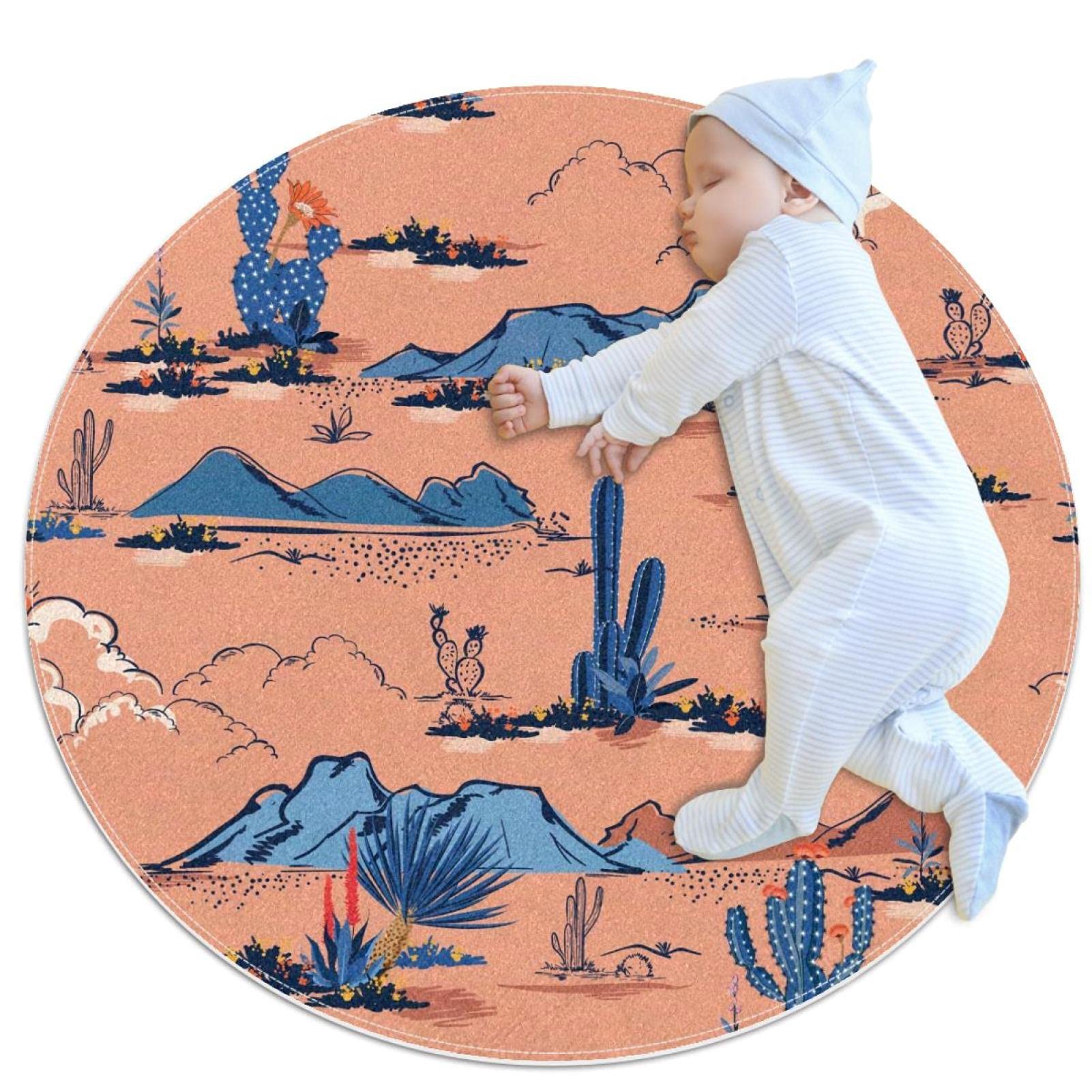 Tapis de jeu rond cactus pour créer un coin lecture dans la chambre enfant