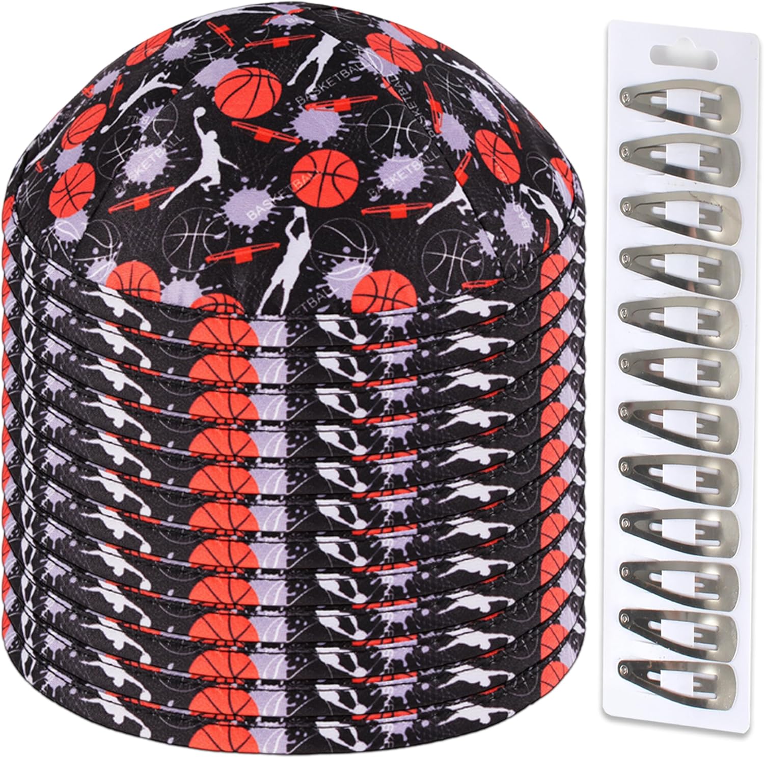 Zion Judaica Sports Kippah Adults & Boys Ballgame Pattern Kippot 6" Skullcap Yamaka for Bar/Bat Mitzvah Chuppah Wedding