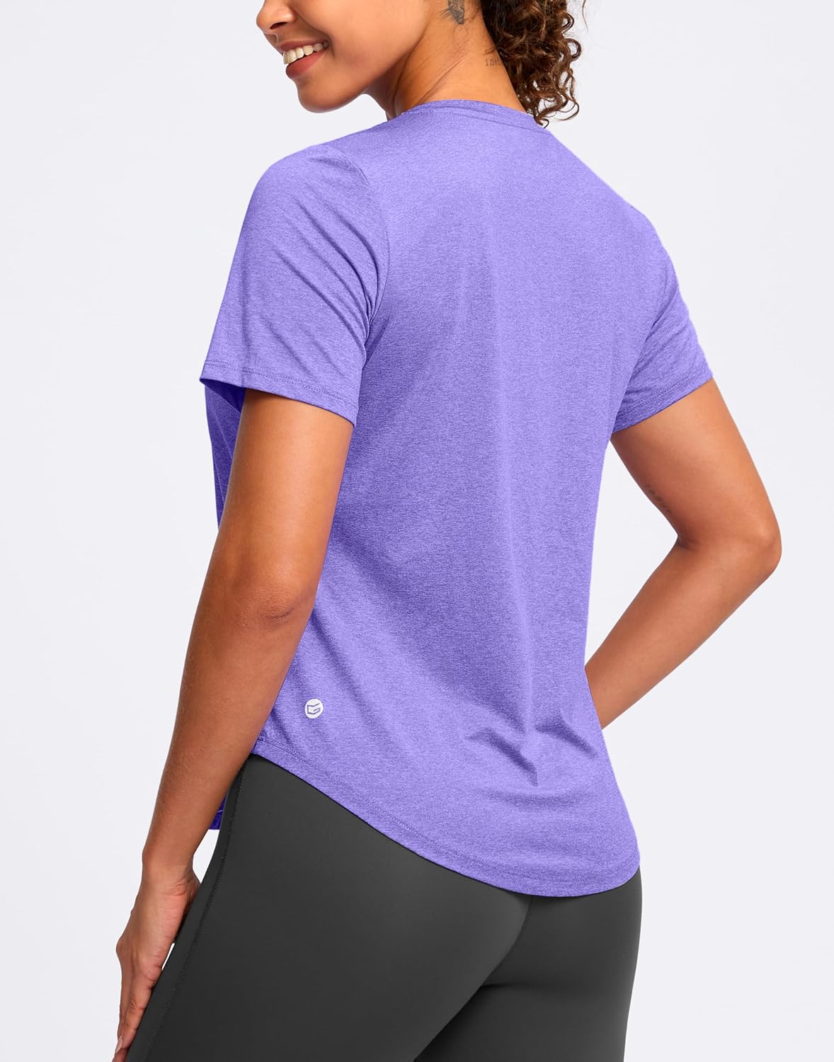 Womens Workout Tops V-Neck Short Sleeve UPF 50+ Sun Shirt Moisture Wicking Quick Dry Top for Gym, Running, Athletic - Image 2