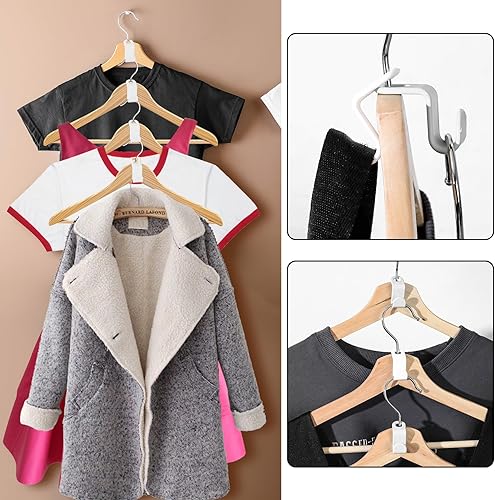 Miniatura 7 de Perchas en cascada, 50 ganchos extensores de clips para ahorrar espacio para organizador de armario resistente