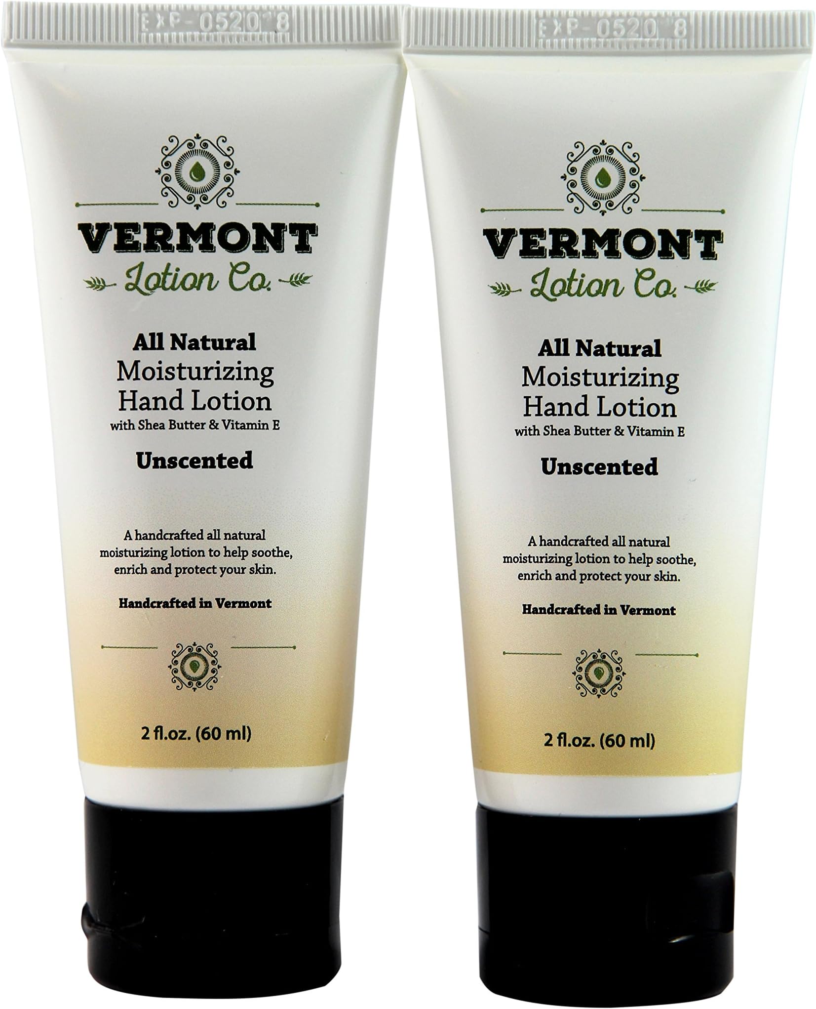 All Natural Unscented Hand Lotion - Shea Butter and Natural Vitamin E (2) 2oz Tubes