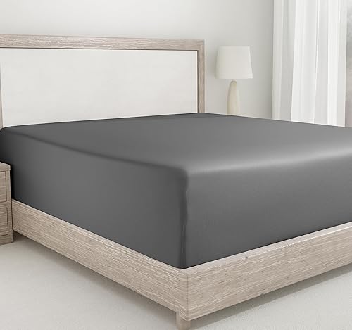 Miniatura 12 de California Design Den - Sábana ajustada con bolsillos profundos, suave, 400 hilos, satén de 100 % algodón, elástico que no se zafa, refrescantes