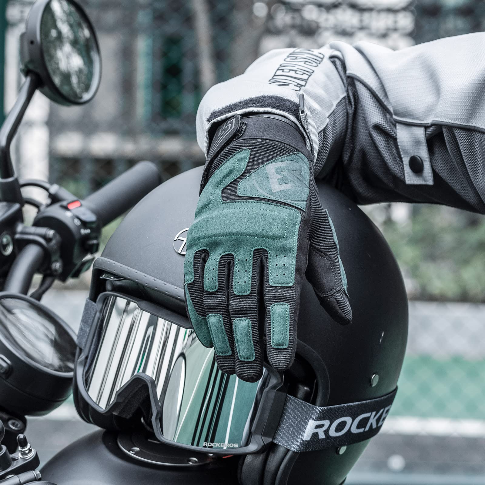ROCKBROS Męskie Rękawice Motocyklowe Wiatroodporne Rękawiczki Rowerowe z Ekranem Dotykowym Oddychające Rękawice Motocyklowe do Wspinaczki na Świeżym Powietrzu 3 Kolory