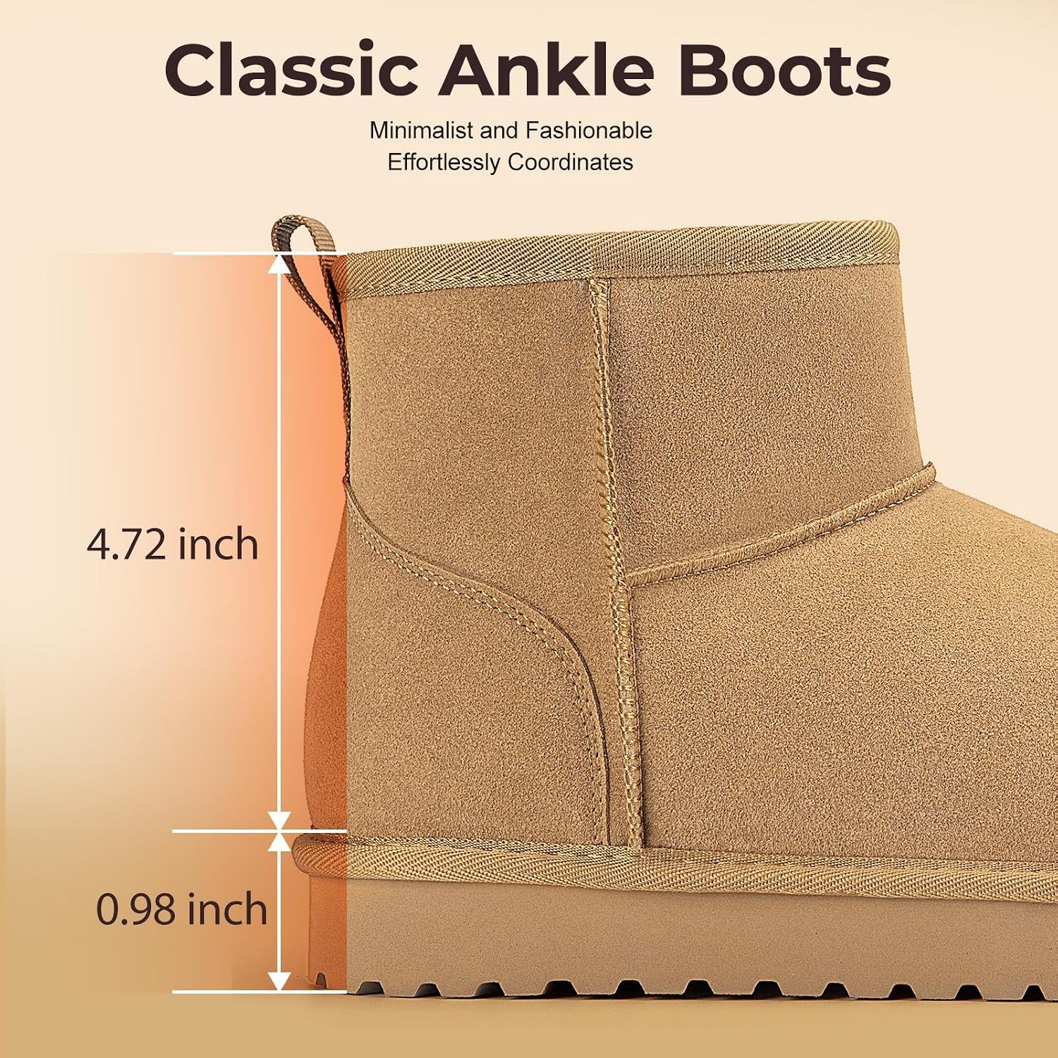 Mishansha Womens Suede Boots Platform Mini Snow Boots Warm Ankle Booties Winter Fur lined short boots