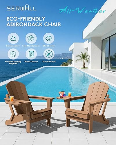 Miniatura 174 de SERWALL - Silla plegable Adirondack para patio, jardín, exterior, resistente a la intemperie, sillas para hoguera, color naranja