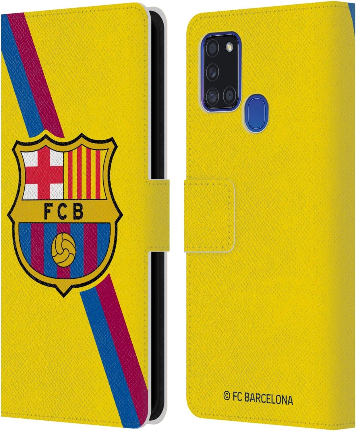 Head Case Designs Officially Licensed FC Barcelona Away 2019/20 Crest Kit Leather Wallet Case Compatible with Samsung Galaxy A21s (2020)