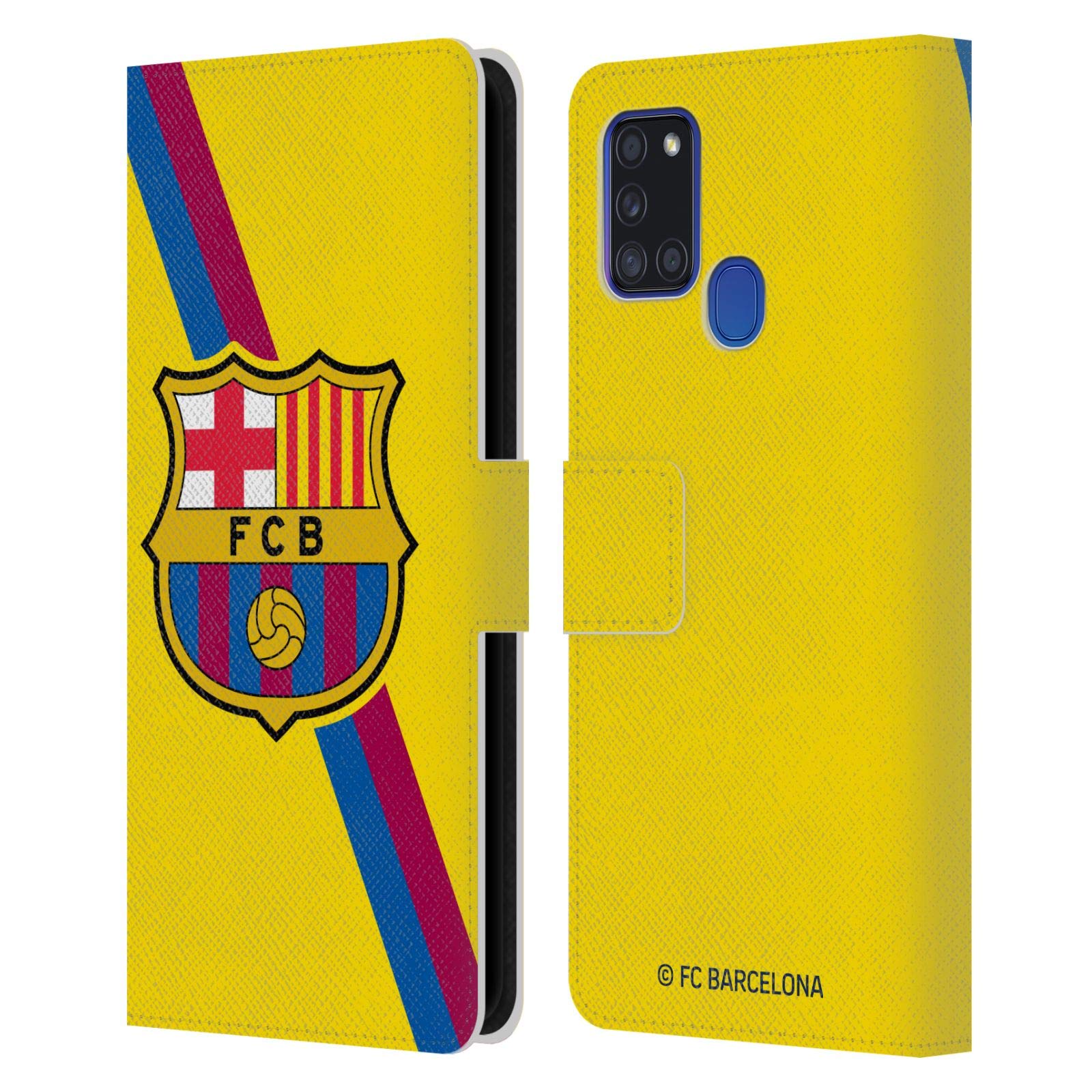 Protection Samsung Galaxy A21s FC Barcelone : étui cuir avec blason officiel