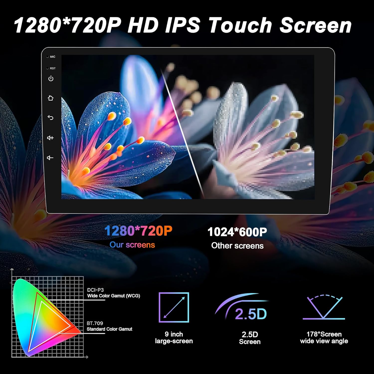 Android 15 Car Radio for Toyota Corolla 2009-2013: 9.1'' 4GB+64GB Car Stereo Upgrade Wireless CarPlay & Android Auto with WiFi 6, Bluetooth, GPS Navigation, FM Radio, EQ, SWC, 1080P Backup Camera