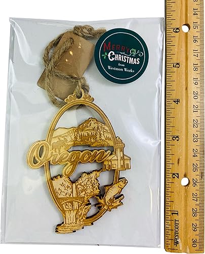 Miniatura 2 de Ornamento de Oregon Decoración de árbol de Navidad de madera, recuerdo del estado, decoración navideña