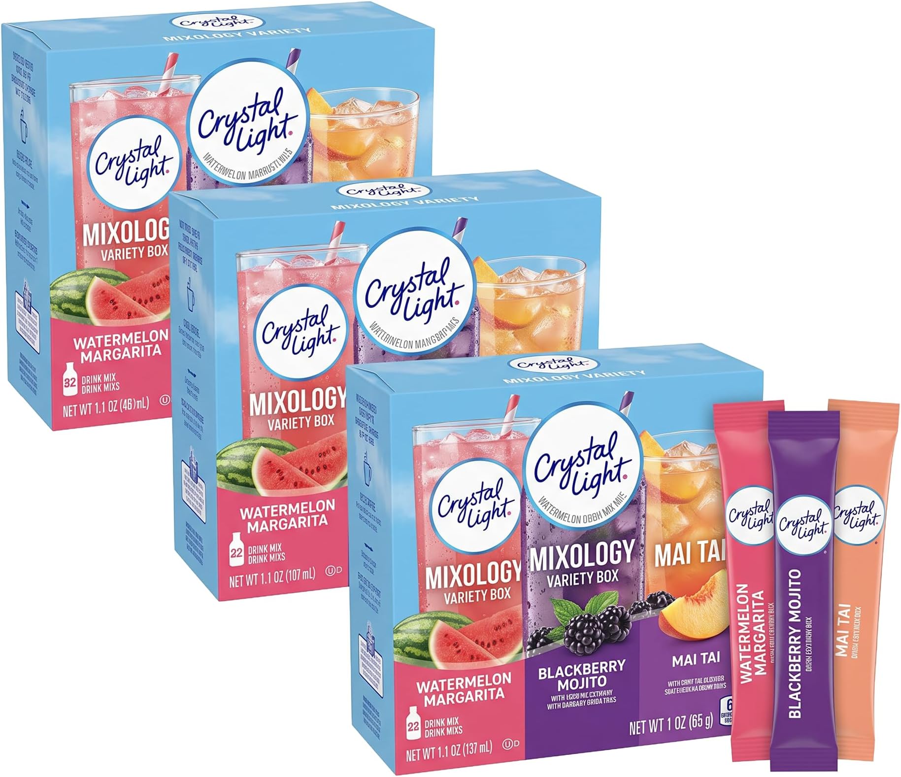 Crystal Light Mixology Variety Pack Powdered Drink Mix, 9 single serve packets per Box (Pack of 3)