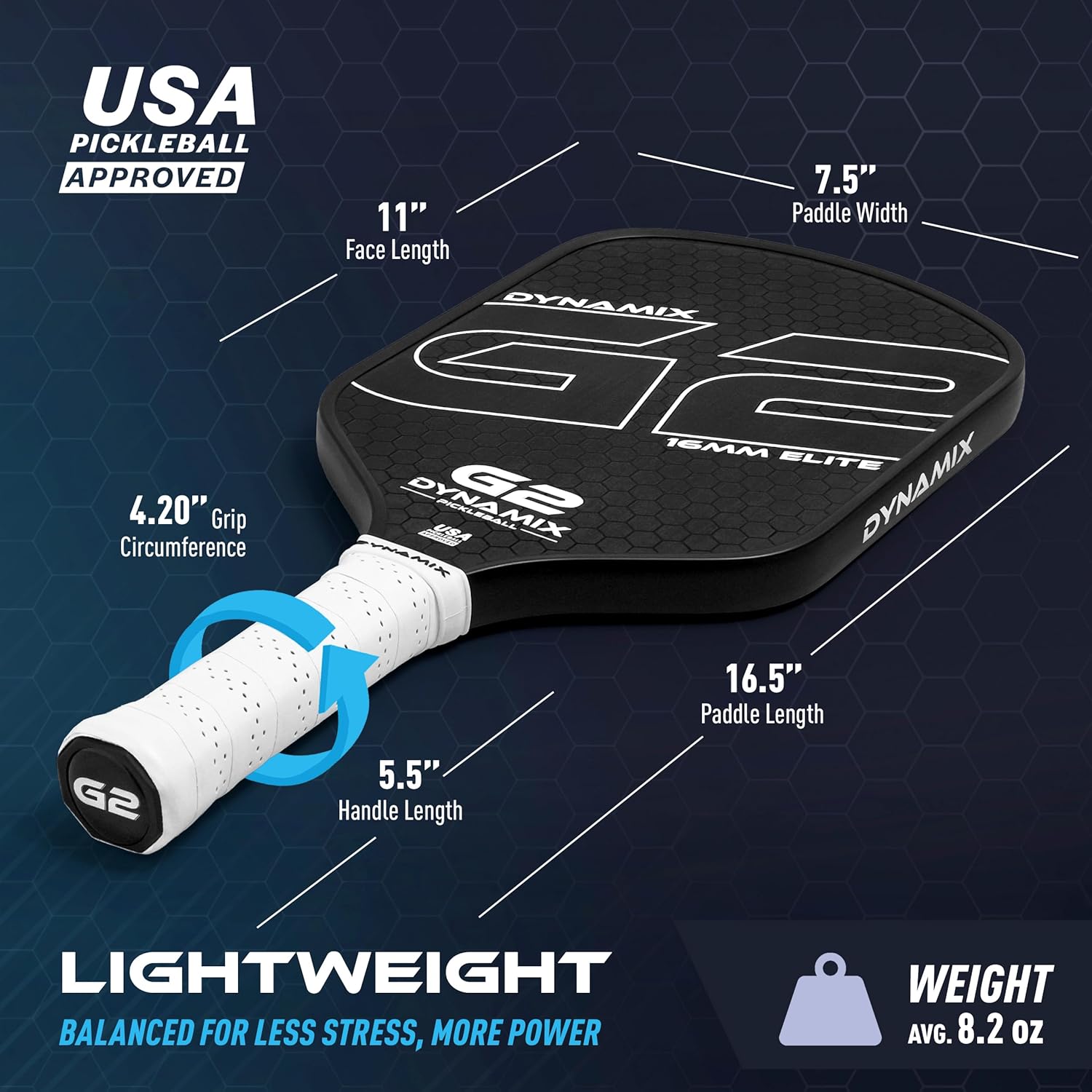 Carbon Fiber Pickleball Paddle 16mm G2, USAPA Approved Raw Carbon Gen2, Pro-Grade Thermoformed Pickleball Racket, Elite Pickle-Ball Paddle for Control, Power & Spin