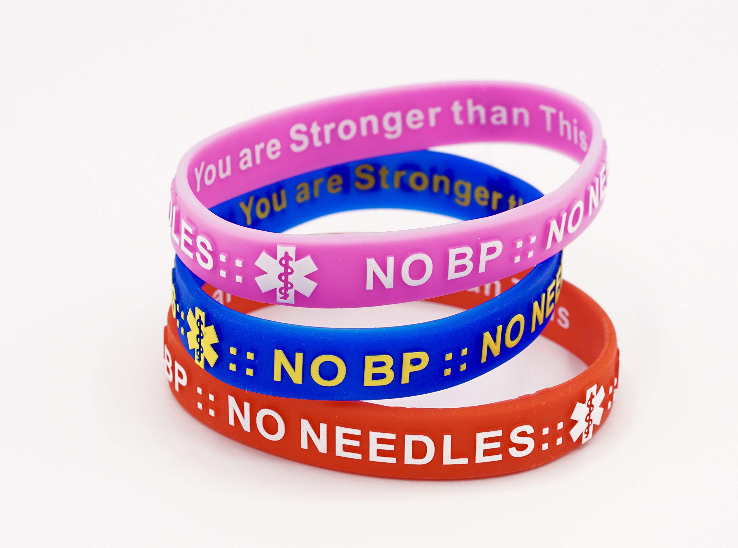 MandM NO BP, NO Needles for Dialysis, Lymphedema Arm Alert Silicone Bracelets, Wristbands
