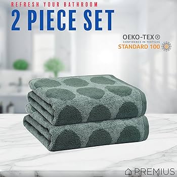 Amazon.com: PREMIUS 2 Pack Circles Polka Dot Hand Towels, 100