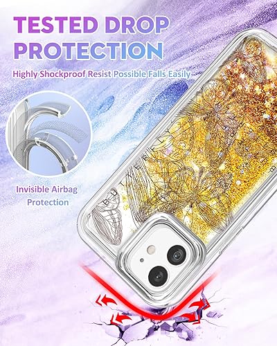 Miniatura 5 de Pncljq Funda para iPhone 1212 Pro con purpurina líquida de arena movediza linda mariposa estética bonita divertida diseño brillante funda protectora