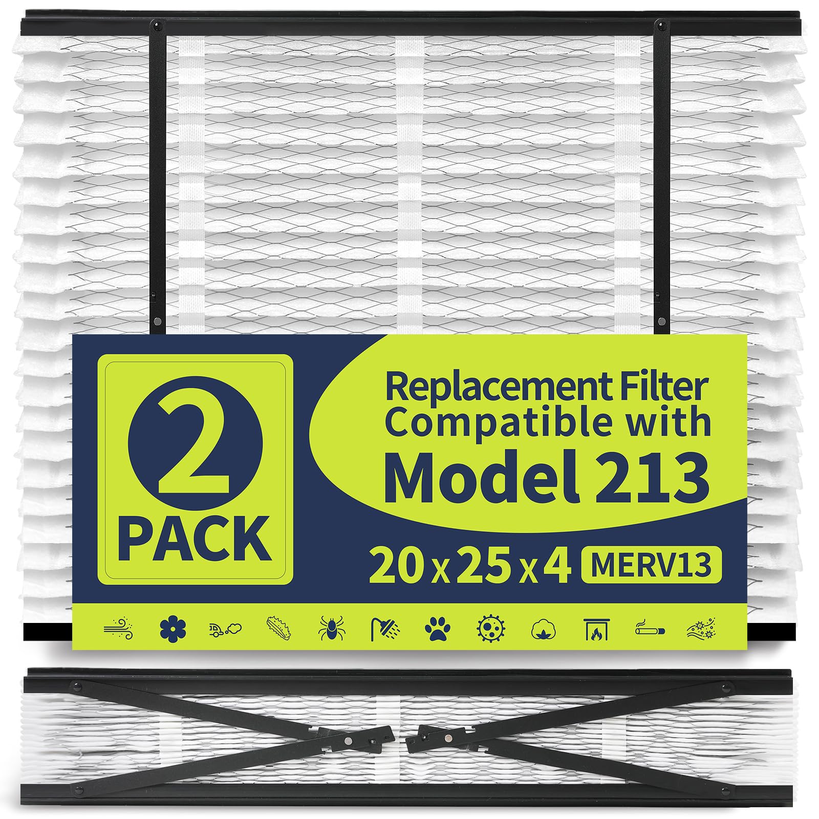 IYOUYA 2 Pack 213 Replacement Filter Compatible with AprilAire Whole House Air Purifiers 1210,1620,2210,2216,3210,4200,20x25x4 MERV-13 Furnace Filter, Not fit for 1213 UPGRADE KIT(MODEL 2120 OR 2200)
