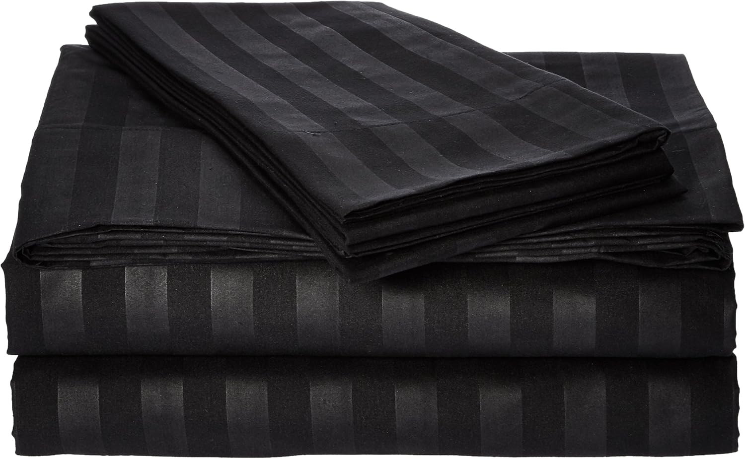 Elegant Comfort #1 Rated Bed Sheet Set on Amazon - Silky Soft - 1500 Premier Hotel Quality Luxurious Wrinkle, Fade, Stain Resistant 6-Piece Stripe Bed Sheet Set, California King Black
