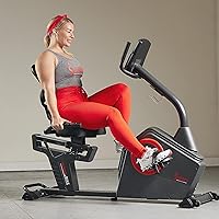Vista 11 de Sunny Health & Fitness Smart Recumbent Bike with Pulse Sensors, Home Cycling Workout Machine w/Cushion Seat & Mesh-Backrest, Free SunnyFit App
