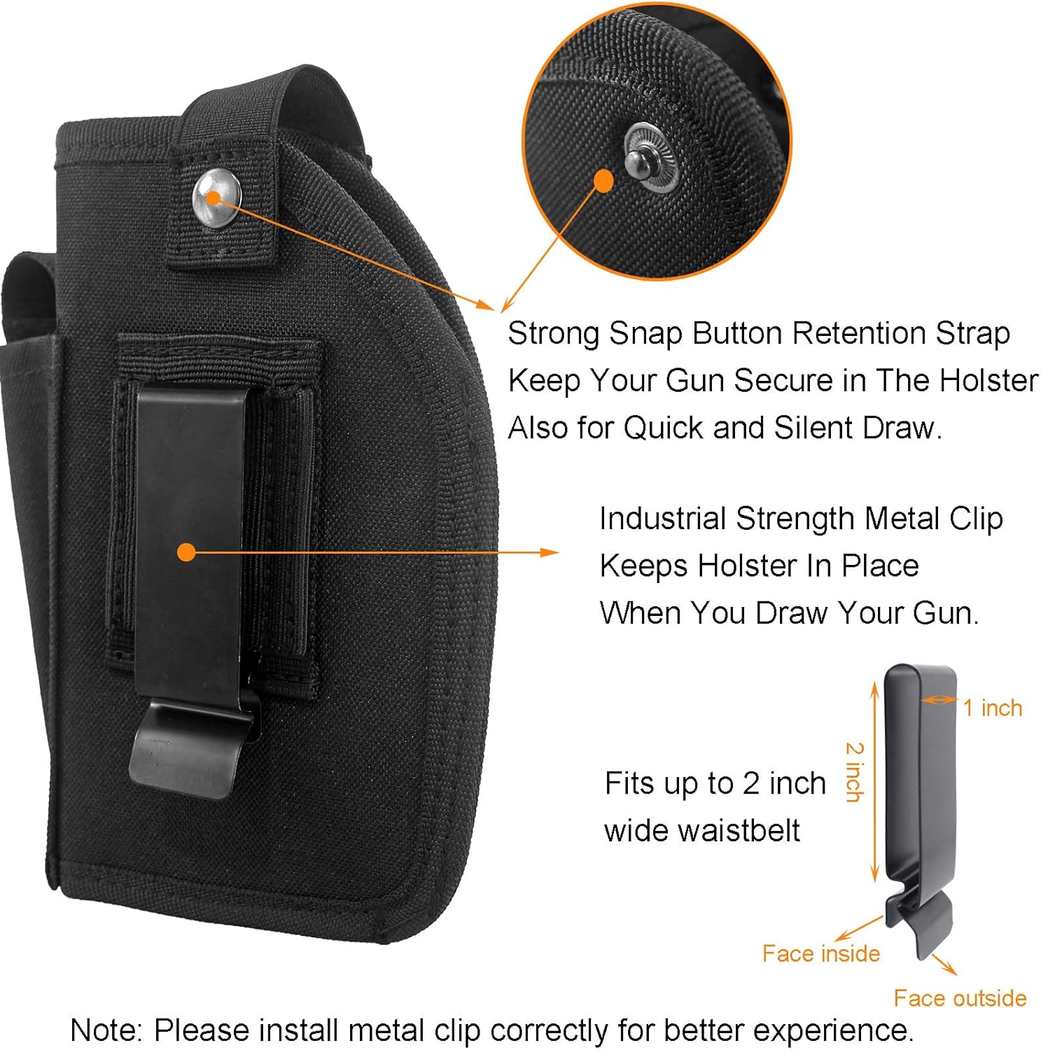 Depring Concealed Carry Holster with Mag Pouch Universal Fits Handgun with Laser or Light Attachment IWB OWB Car Ambidextrous Gun Holster with 2 Straps Black