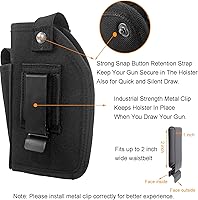 Vista 7 de Depring Funda para transporte oculto con bolsillo para Mag universal se ajusta a pistolas con accesorio láser o luz IWB OWB Car ambidextra Funda