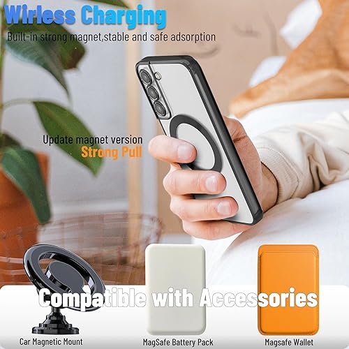 Miniatura 4 de Funda magnética para Samsung Galaxy S21 Plus, borde galvanizado, parte trasera transparente, funda protectora delgada con protección de cámara,