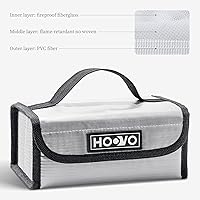 Vista 3 de HOOVO Lipo Bolsa de batería – Protector de almacenamiento ignífugo y a prueba de explosiones, protector para baterías DJI/RC – 2 unidades, acomoda 4