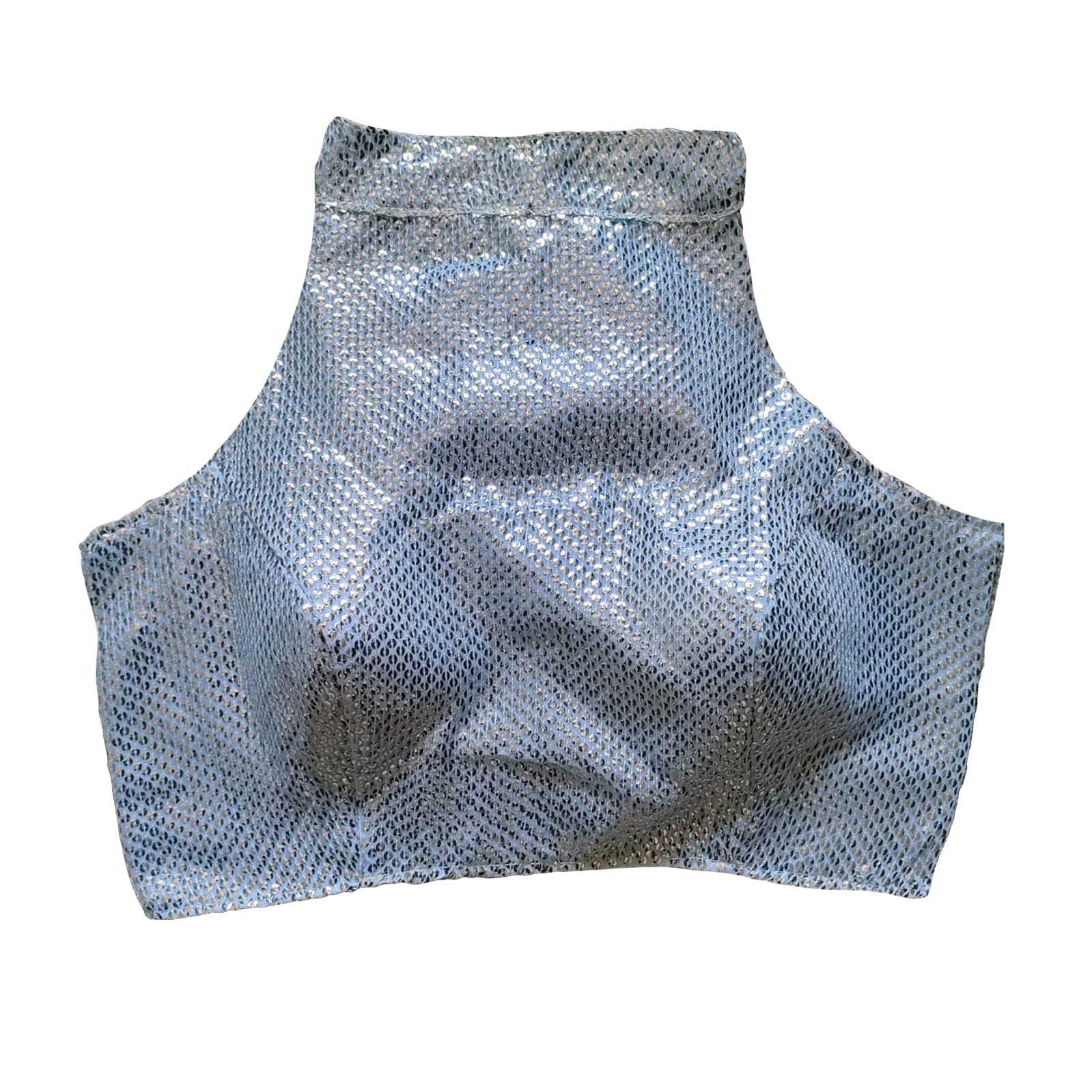 Pujia MillsWomen's Imported Fabrics Halter Neck Sequins Multicolor Saree Blouse (Tanhaji)