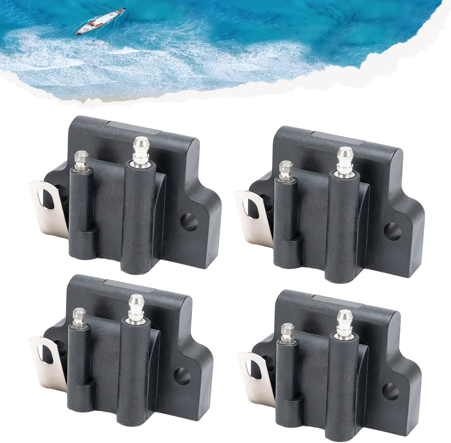 Outboard Ignition Coils 582508 18-5179 183-2508 Fits for 1985-2005 Evinrude 4HP 25HP 40HP 85HP 110HP 125HP 225HP 300HP Engine(4 Pieces)， ZZYR