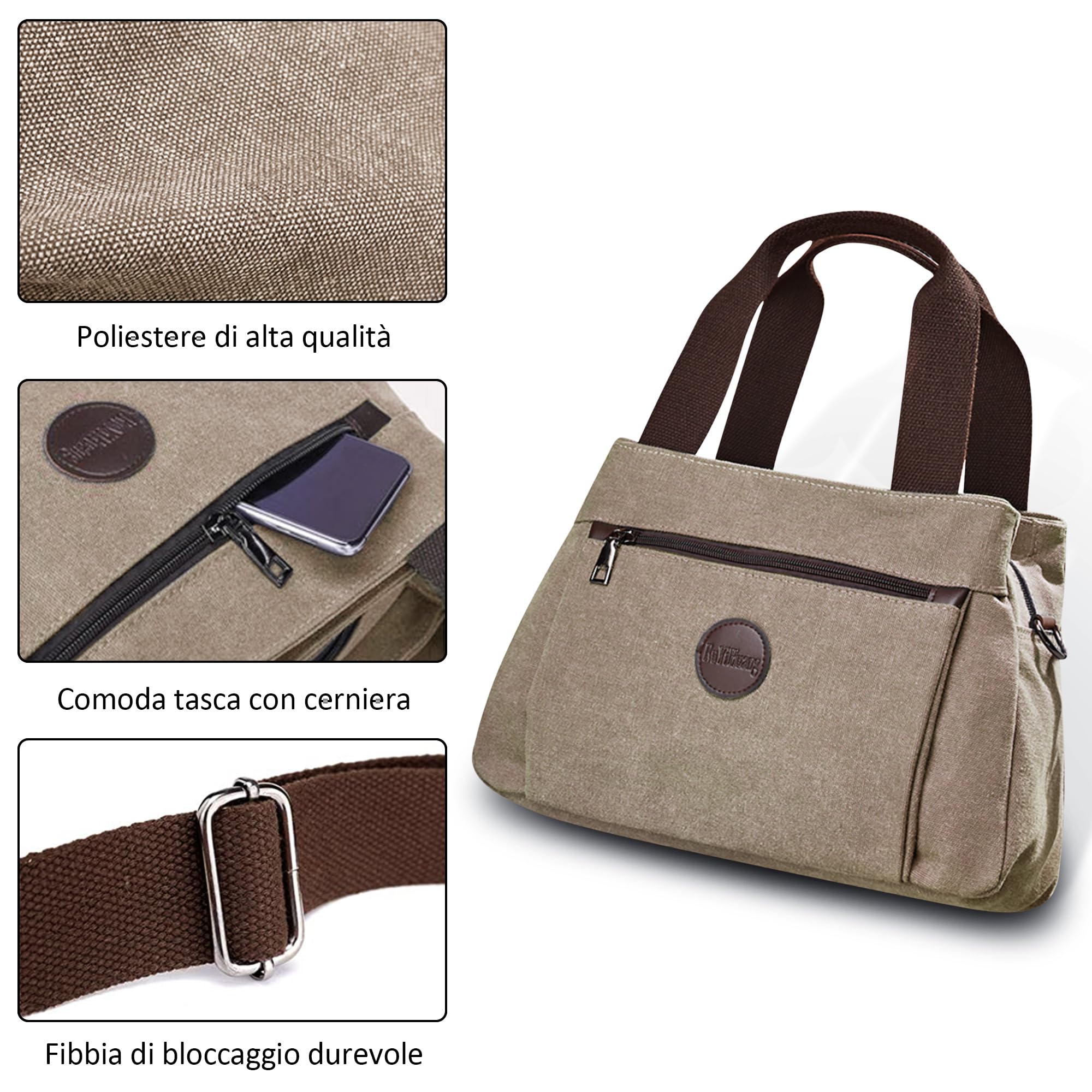 Borsa Tracolla Donna Moda Tracolla Borse Tela Mano Borsetta Comodo Leggero Viaggio Messenger Bag per Shopper Viaggio Lavoro Quotidiano Donna Borsa Tracolla