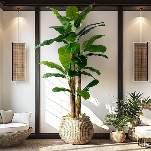 Erimda 9FT Artificial Banana Tree Tall Fake Banana Leaf Plant Faux Banana Silk Tree Faux Banana Leaves for Home Swimming Pool Indoor Outdoor Patio Tropical Decor - 9FT