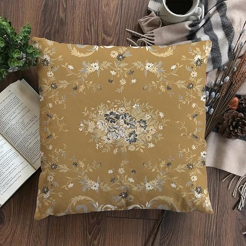 Miniatura 5 de eshabear Juego de 2 fundas de almohada de 18 x 18 pulgadas, fundas de almohada tradicionales europeas con patrón floral étnico persa para sofá,