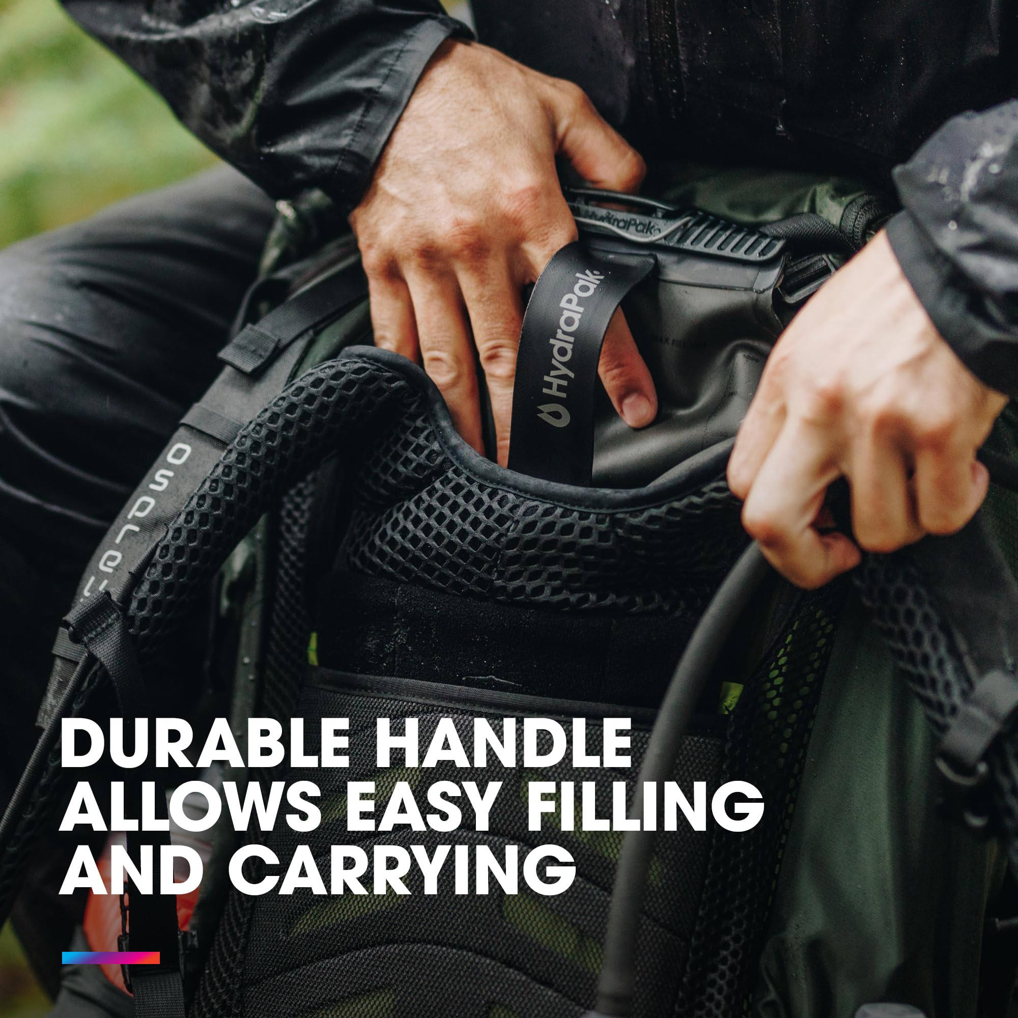 Hydrapak Force DSL - Depósito de Agua Ultra Duradero para Mochilas de hidratación tácticas y portaplatos, 3 litros, Perfil Plano, Tubo Aislante, Seguro y fiable