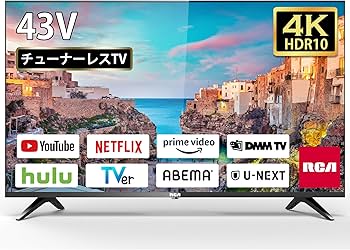 Amazon | RCA 4K チューナーレステレビ 43V型 地上波が映らない 大画面