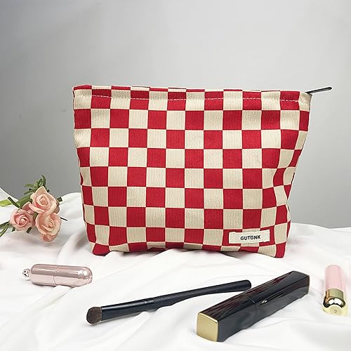 Miniatura 4 de Bolsa de maquillaje para mujeres, bolsa de cosméticos de pana con diseño estético, bolsa de mano para damas, estuche para lápices para niñas, lindo