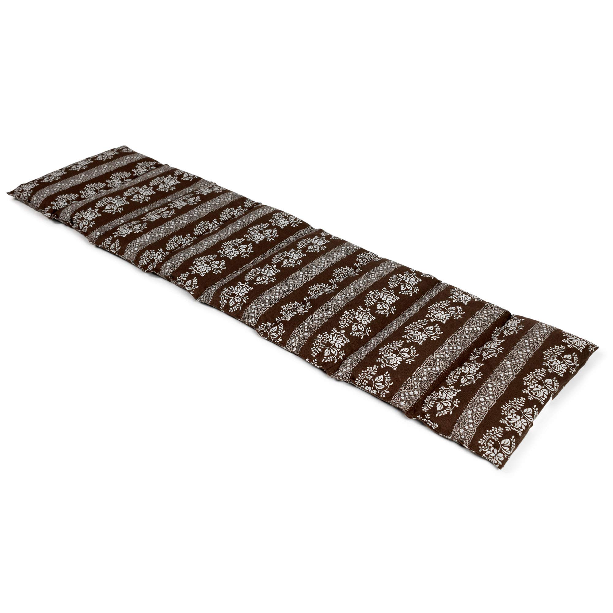 Saco térmico compartimentado en 8 con pepitas de uva 75x20cm | moreno con flores | Almohada térmica para microondas | Calor y frío | Cojín térmico con semillas
