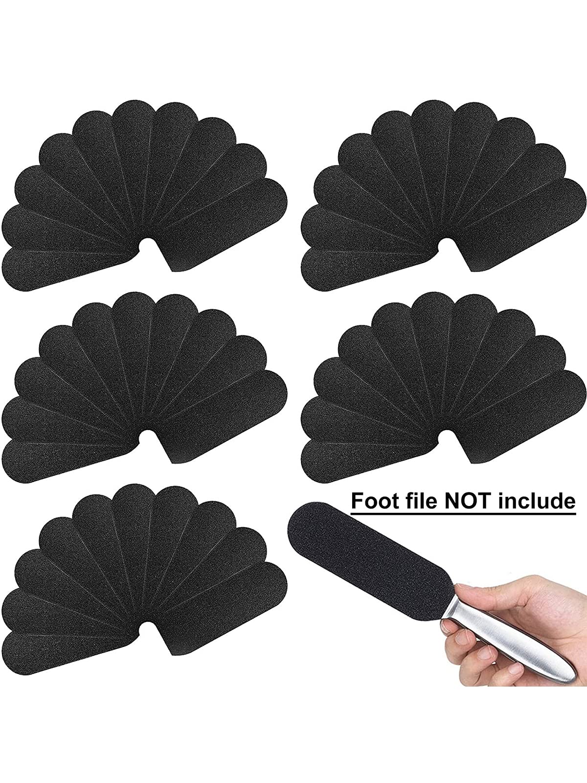 Kalolary 100pcs Papel Escofina de Repuesto para Pedicura, Repuesto de Archivo de Pedicura, Autoadhesivo Papel de lija Callus Removedor de Cutícula Pedicura Accesorios