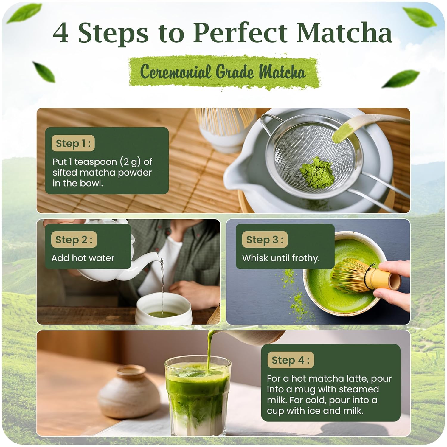 BENBU Matcha Powder - Ceremonial Grade, First Harvest, Stone-Milled in Japan, Authentic Japanese Green Tea, No Additives, 3.5 oz (100g) Pouch