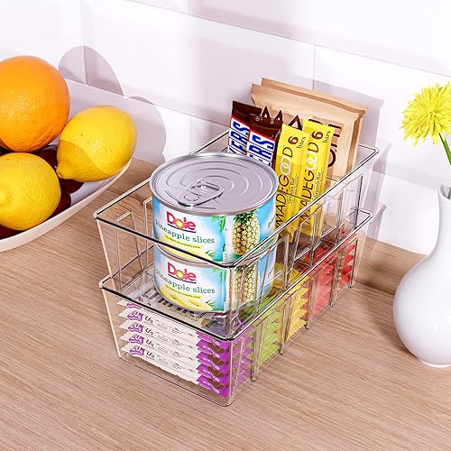 Miniatura 5 de Puricon Paquete de 6 cubos de organización y almacenamiento de despensa para cocina, nevera, encimera, gabinete, contenedores apilables de plástico