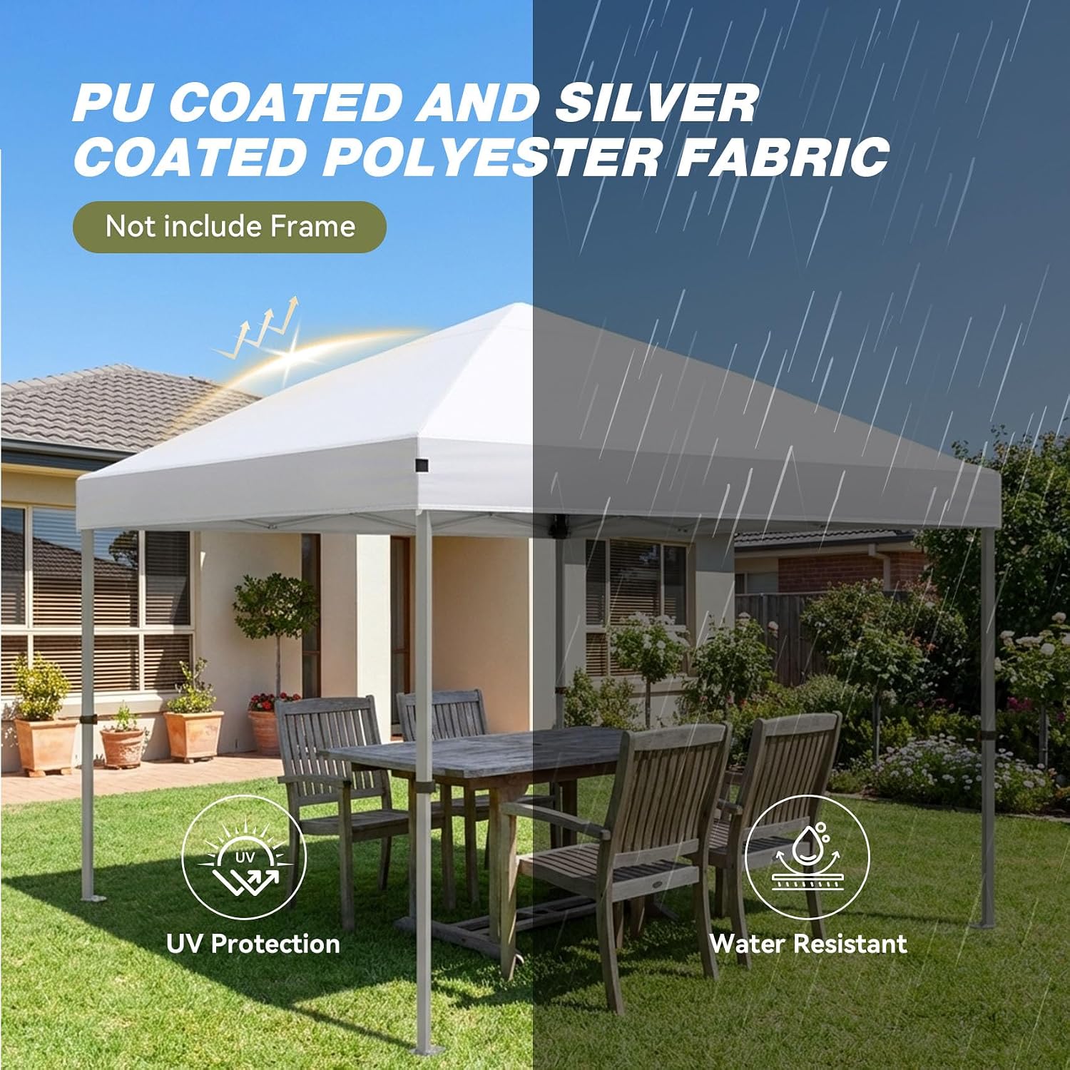 HYPER VENTURE 10x10ft Replacement Canopy Top with Air Vent, Waterproof & UV Protection for Straight Leg Frame, Outdoor Pop Up Canopy Tent Cover for Patio Garden Camping (White)
