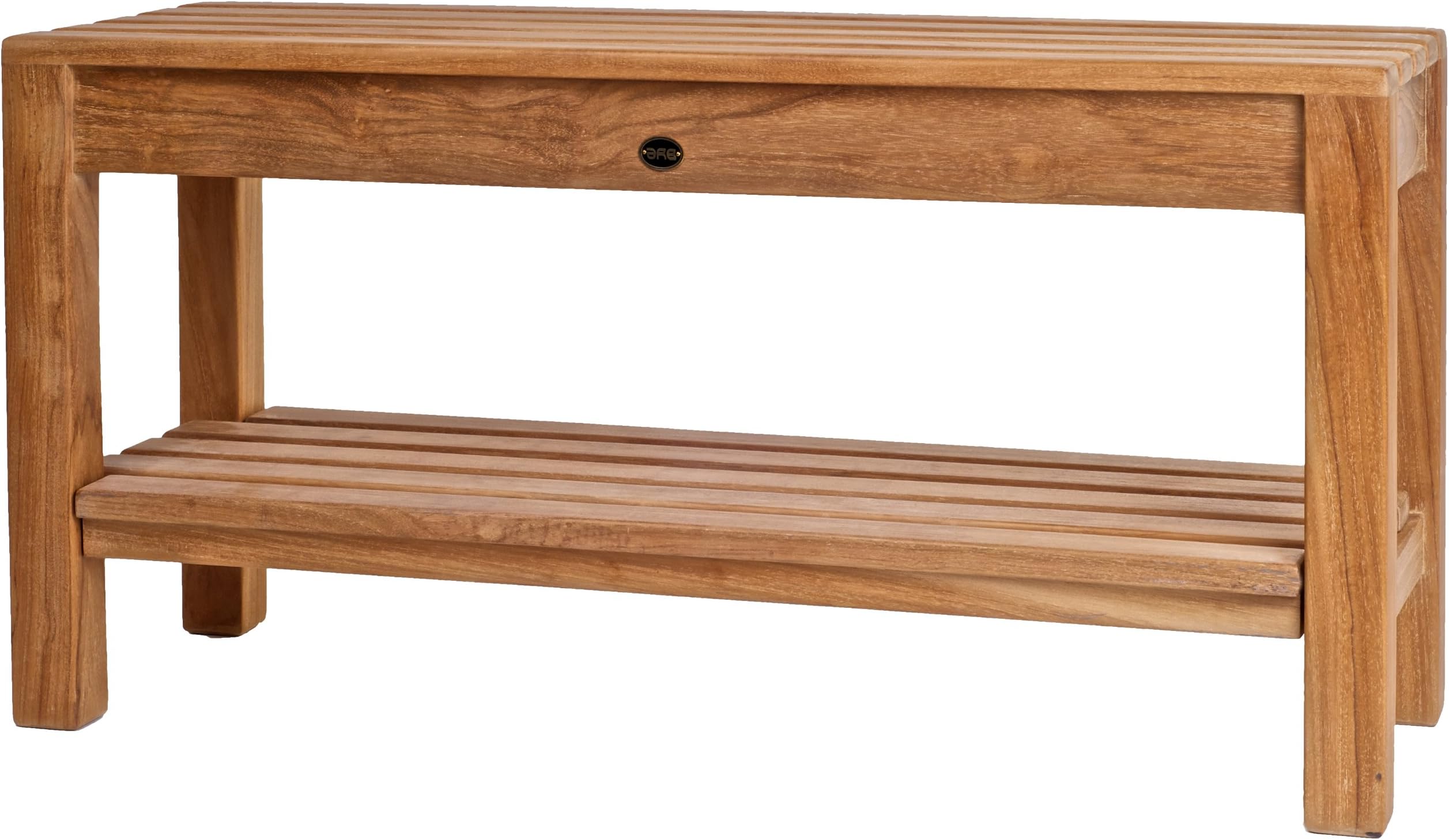 Arb Teak & Specialties Coach Teak Shower Bench with Shelf, 35.4 Inch